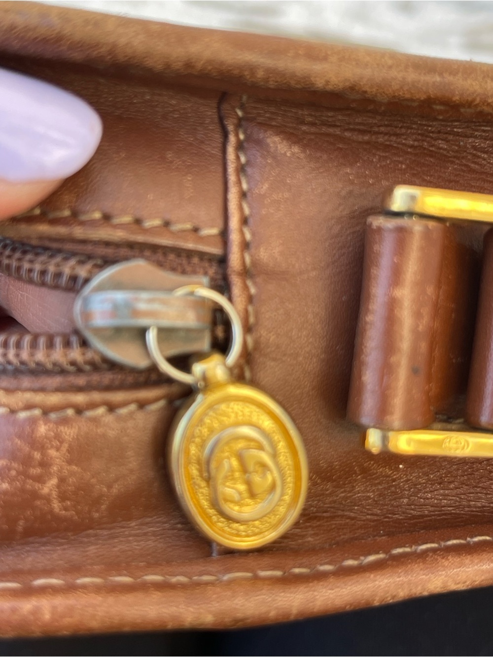 Gucci Vintage GG Monogram Canvas Crossbody Messenger Bag Brown Leather Trim - Picture 7 of 13